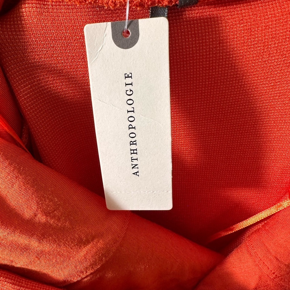 Anthropologie Ariana square neck asymmetrical ruffle hem dress orange small NWT - Picture 15 of 15